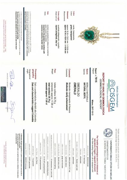 COLLANA CON SMERALDO COLOMBIANO E DIAMANTI