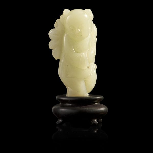 



WHITE JADE CARVING OF A BOY WITH LOTUS, CHINA, QING DYNASTY, 19TH CENTURY 