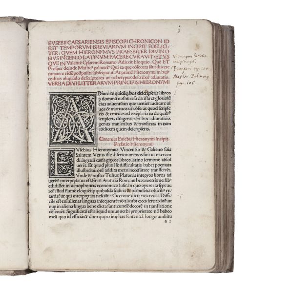 Eusebio Di Cesarea - Eusebius Caesariensis.   Chronicon id est temporum breuiarium incipit foeliciter.   (Uenetijs, Erhardus Ratdolt Augustensis, 1483, Idibus Septembris [13. IX]).