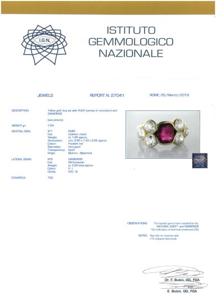 ANELLO CON RUBINO BIRMANO E DIAMANTI