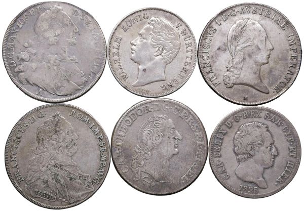 VARI STATI. QUATTRO TALLERI (1763, 1772, 1759, 1829), 2 GULDEN 1849 E 5 LIRE 1825