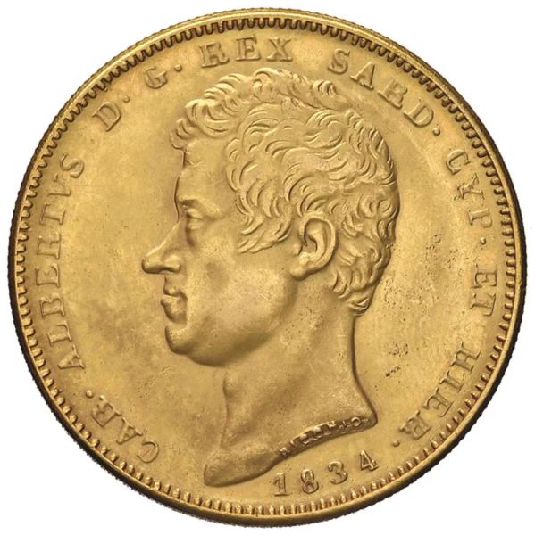 RIPRODUZIONE DELLE 100 LIRE 1834 DI CARLO ALBERTO