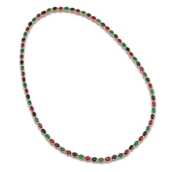 



COLLANA CON PIETRE DI COLORE E DIAMANTI
