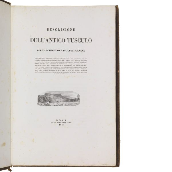 (Roma - Frascati - Illustrati 800)   CANINA, Luigi.     Descrizione dell&rsquo;antico Tusculo.   Roma, dai tipi dello stesso Canina, 1841.