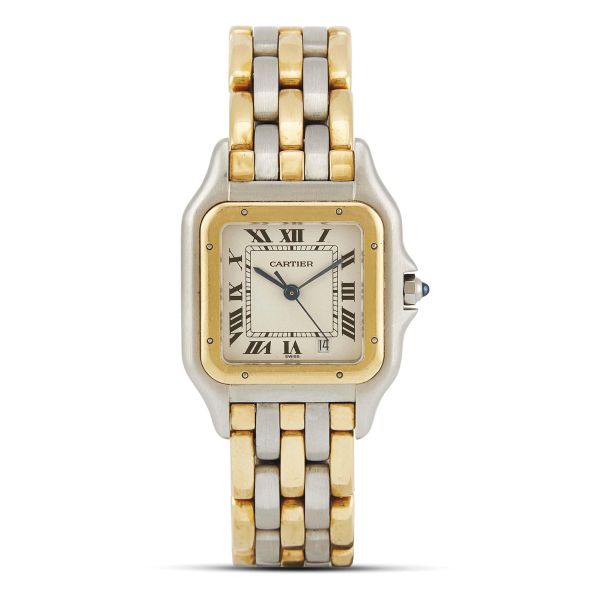 Cartier - CARTIER PANTHERE MEDIUM SIZE YELLOW GOLD AND STAINLESS STEEL WRISTWATCH