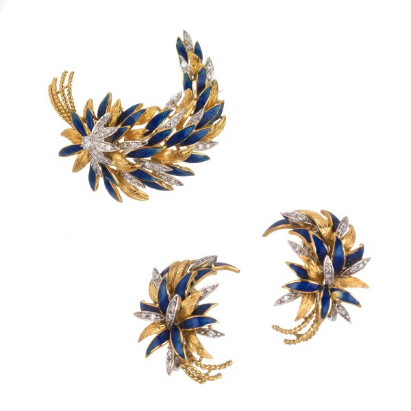 



BRANCH-SHAPED DEMI PARURE IN 18KT TWO TONE GOLD 