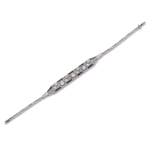 



SYNTHETIC GEMSTONES AND DIAMOND BRACELET IN PLATINUM