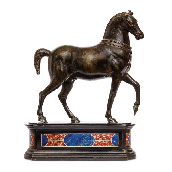 Venetian sculptor,16th century, a pacing horse, patined bronze