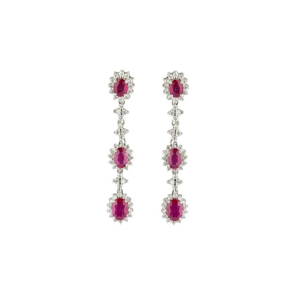 



RUBY AND DIAMOND DROP EARRINGS IN 18KT WHITE GOLD