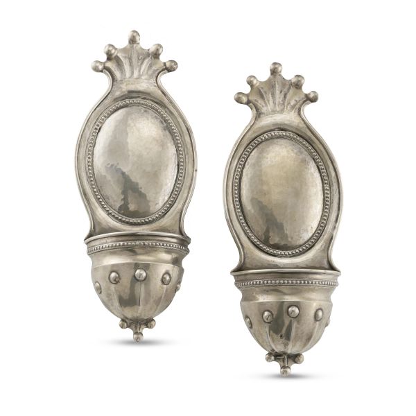 PAIR OF SILVER HOLY WATER STOUP, 20TH CENTURY