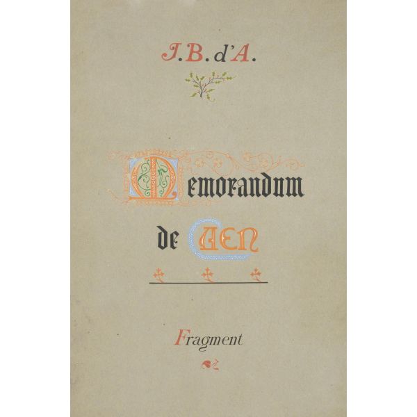 Barbey d'Aurevilly, Jules. Memorandum de Caen. Fragment. [Prima del 1856].