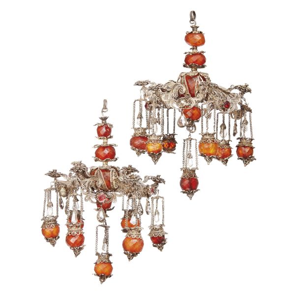 A PAIR OF SMALL PALERMITAN CHANDELIERS, 17TH-18TH CENTURY