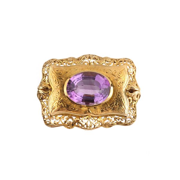 



AMETHYST BROOCH IN 18KT YELLOW GOLD