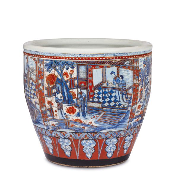 



POLYCHROME PORCELAIN CACHEPOT, CHINA, QING DYNASTY, 18TH CENTURY