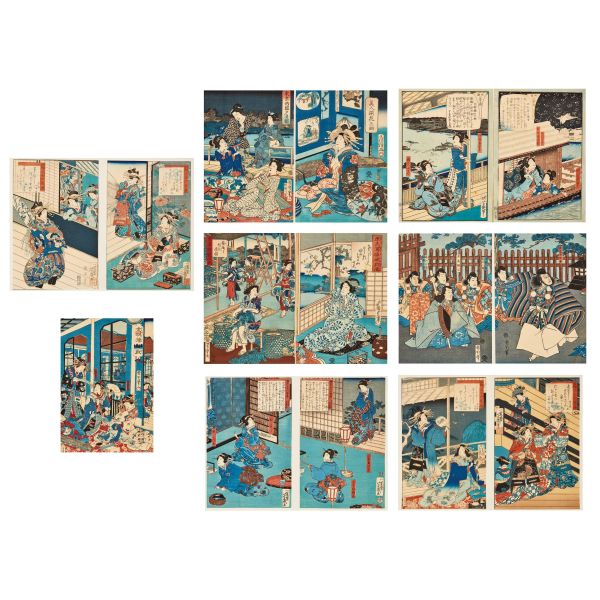 



INSIEME DI QUINDICI XILOGRAFIE, GIAPPONE, PERIODO MEIJI, SEC. XIX