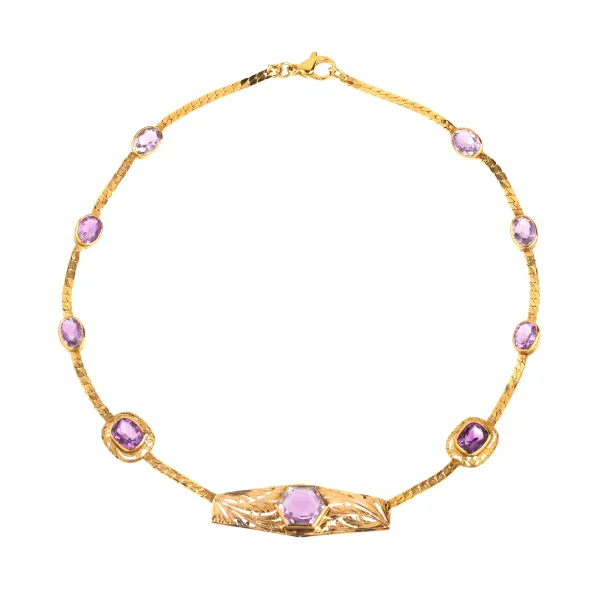AMETHYST NECKLACE IN 18 and 14KT GOLD