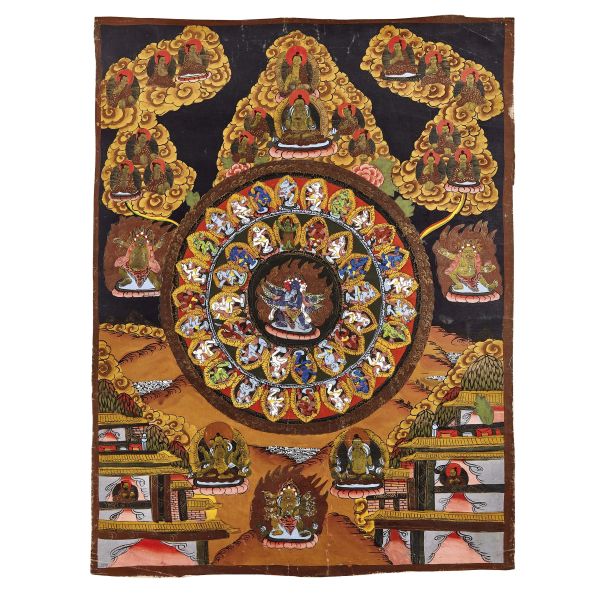 A TANGKA OF MANDALA BUDDHA, TIBET, 19TH-20TH CENTURY