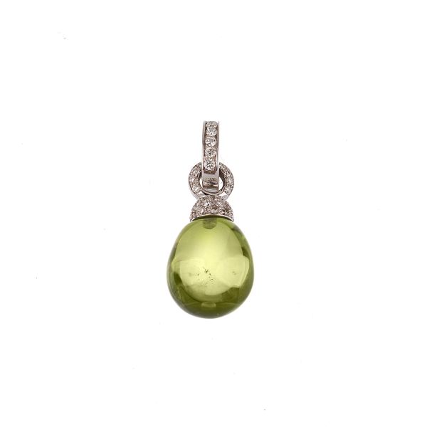 



CHANTECLER DIAMOND AND PERIDOT DROP PENDANT IN 18KT WHITE GOLD
