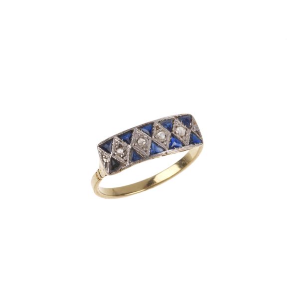 SAPPHIRE AND DIAMOND RING IN SILVER AND GOLD