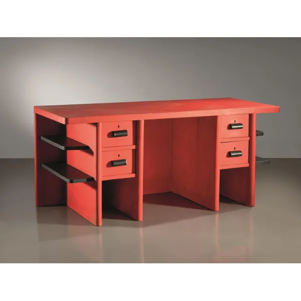 



RED AND BLACK LACQUERED WOODEN DESK