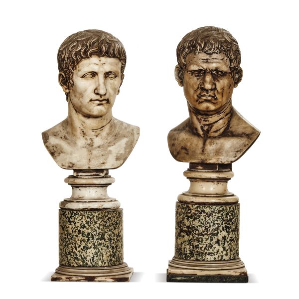 A PAIR OF ROMAN EMPERORS BUSTS, 19TH CENTURY