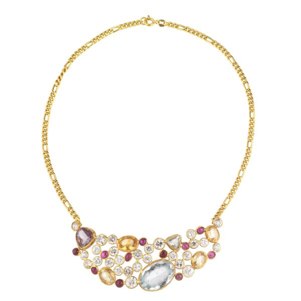 SEMIPRECIOUS STONE NECKLACE IN 18KT YELLOW GOLD