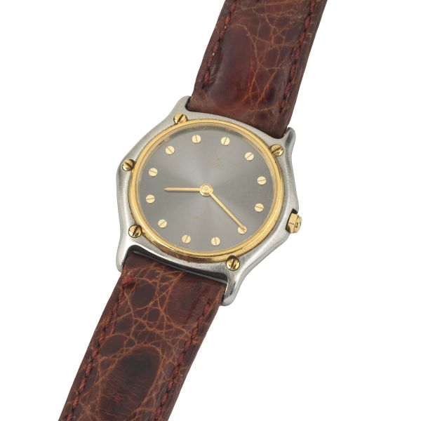 EBEL SPORT YELLOW GOLD AND STAINLESS STEEL WRISTWATCH