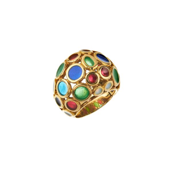 



ENAMELLED DOME RING IN 18KT YELLOW GOLD