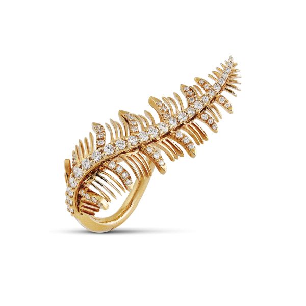 GISMONDI LEAF-SHAPED DIAMOND RING IN 18KT ROSE GOLD