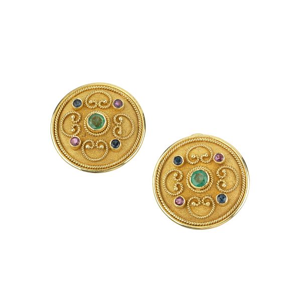 



MULTI GEM ROUND CLIP EARRINGS IN 18KT YELLOW GOLD