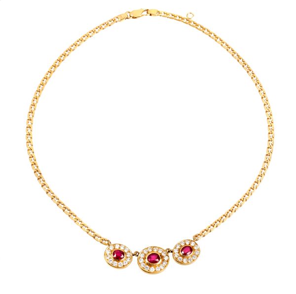 RUBy AND DIAMOND NECKLACE IN 18KT YELLOW GOLD