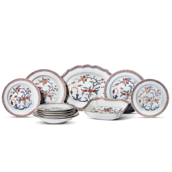 AN ASSORTMENT OF SIX PASQUALE RUBATI PLATES, FOUR LARGE PLATES, AN OVAL TRAY AND A SQUARE STARTER DISH, MILAN, CIRCA 1770