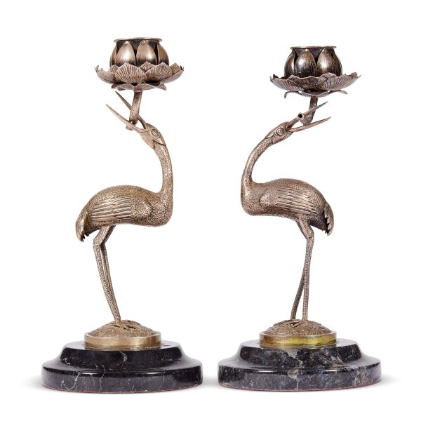 



PAIR OF SILVER CANDLEHOLDERS, CHINA, QING DYNASTY, 19TH CENTURY