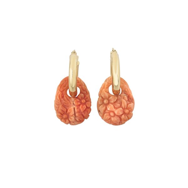 CORAL PAIR OF EARRINGS IN 18KT YELLOW GOLD