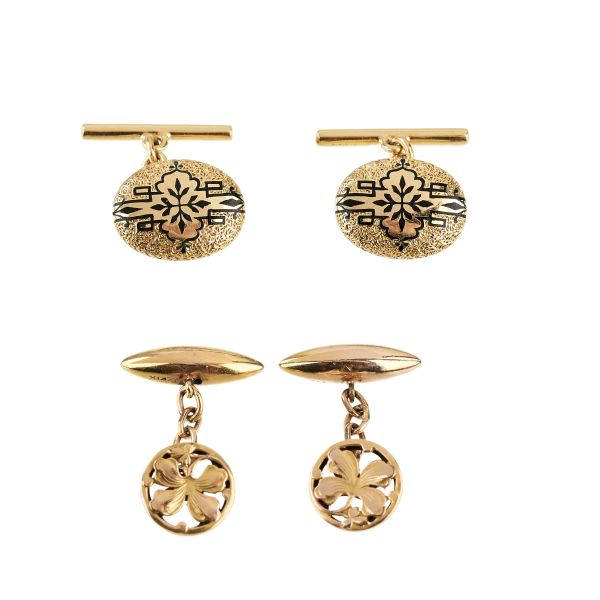 



TWO PAIRS OF CUFFLINKS IN 9KT YELLOW GOLD