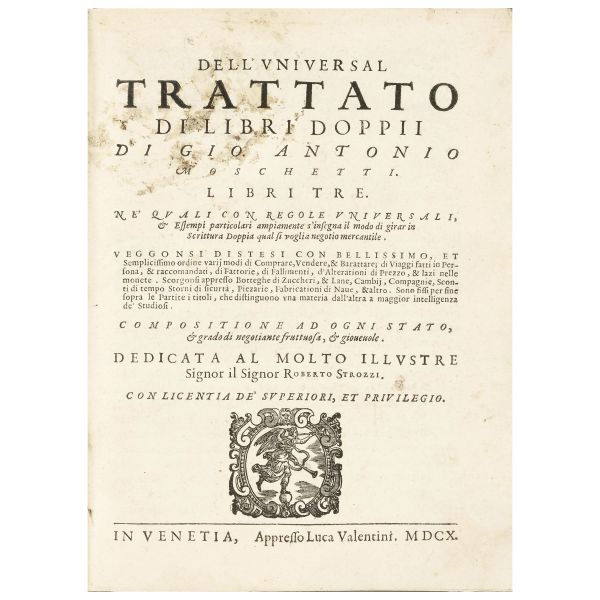 Rarissima prima edizione di importante trattato sulla partita doppia 