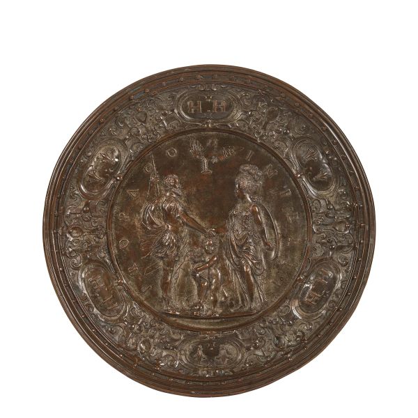 After Guillame Dupr&eacute;, French, 19th century, Propago Imperii, embossed copper applied on bronze