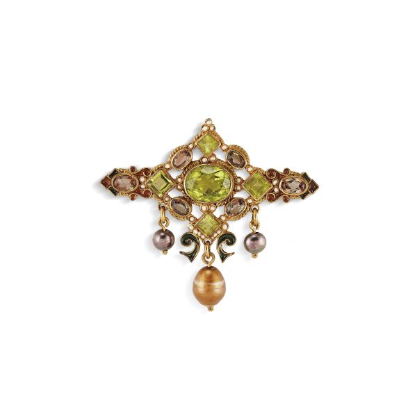 PERCOSSI PAPI MULTI GEM BROOCH IN 9KT GOLD