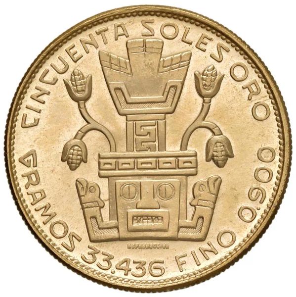 PER&Ugrave;. 50 SOLES 1967 &ldquo;GOLD INCA&rdquo;