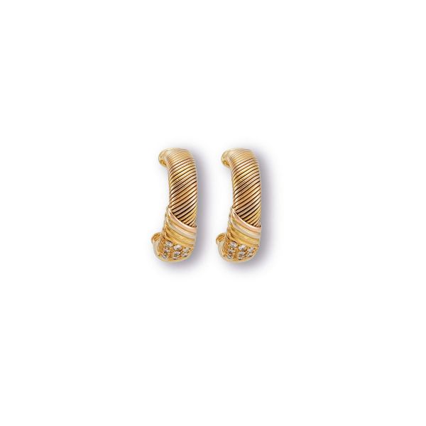 Cartier - 



CARTIER DIAMOND HOOP EARRINGS IN 18KT THREE TONE GOLD