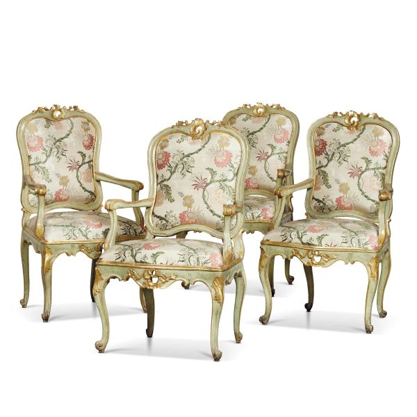 FOUR MARCHES ARMCHAIRS, 18TH CENTURY