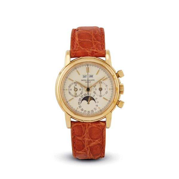 PATEK PHILIPPE REF. 3970E PERPETUAL CALENDAR MOON PHASE YELLOW GOLD CHRONOGRAPH 