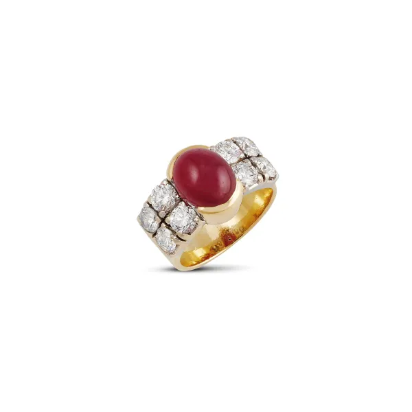 



RUBY AND DIAMOND BAND RING IN 18KT YELLOW GOLD 