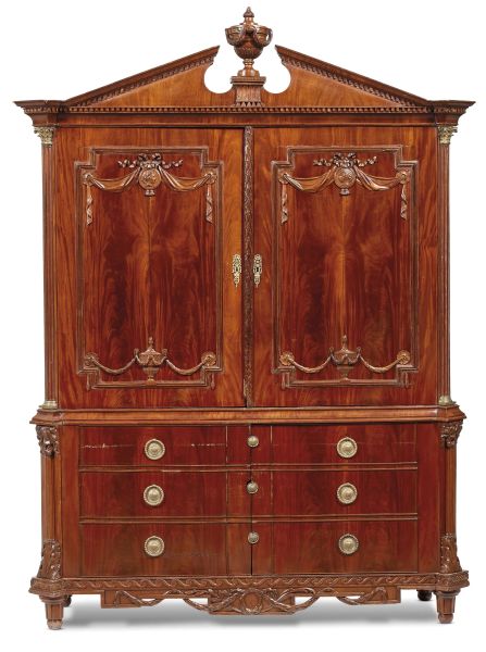 AN ENGLISH SIDEBOARD WITH HIGH TOP, 19TH CENTURY