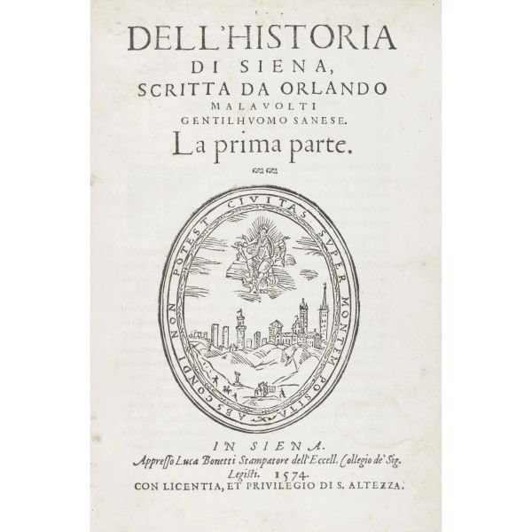Malavolti, Orlando. Dell'historia di Siena. La prima parte. Siena, Bonetti, 1574.