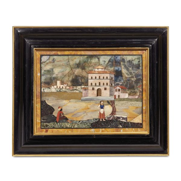 Florentine, second half 19th century, A pietre dure plaque, 19x25 cm,&nbsp; within frame, 29x35x6 cm