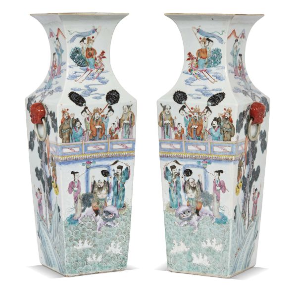 



A PAIR OF SQUARE VASES, CHINA, 19TH CENTURY