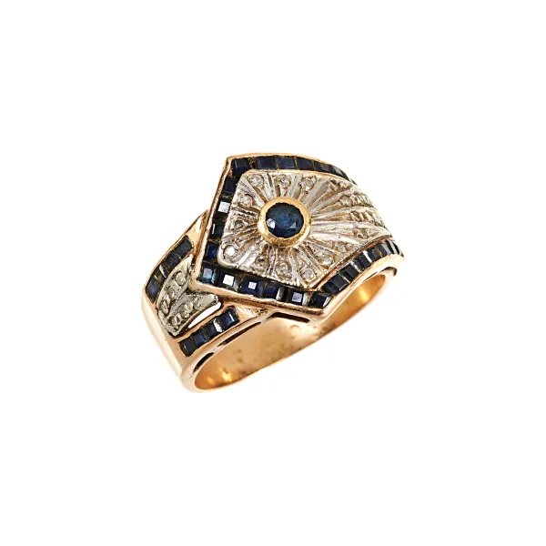 ANELLO A FASCIA CON DIAMANTI E ZAFFIRI