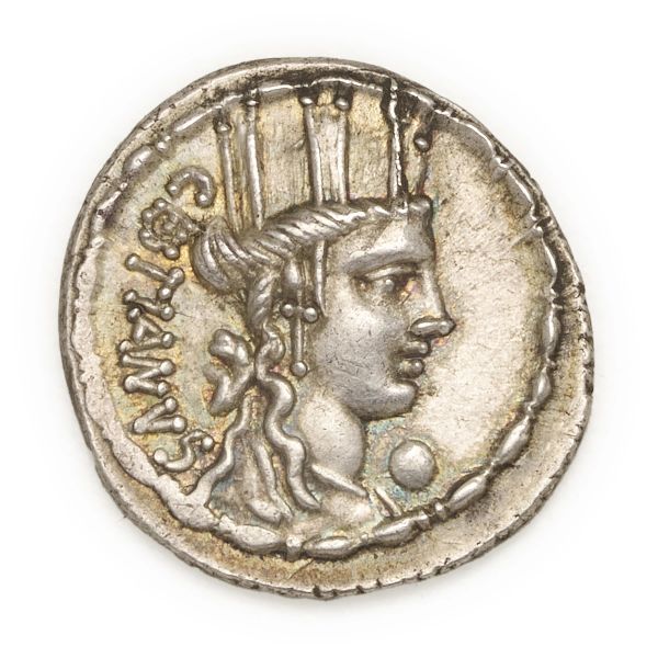 



Plaetoria - Denario M. Plaetorius Cestianus (67 a.C.) - Zecca: Roma
