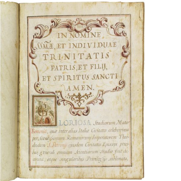 (Bologna)   Diploma di laurea in teologia rilasciata dall&rsquo;universit&agrave; di Bologna a Florentius Antonius Sicca nel novembre 1745.